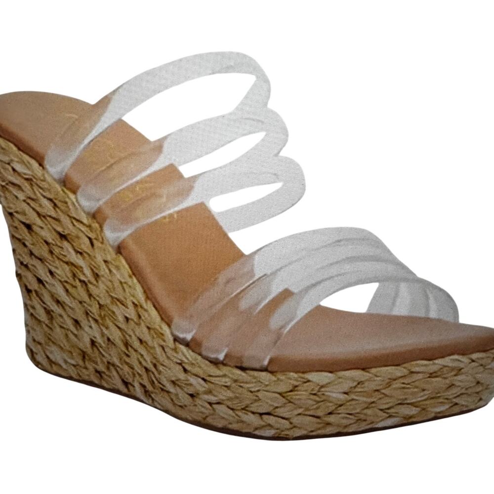Coconuts By Matisse Fancy Clear Strap Espadrille Wedge Sandals Women's Size 10